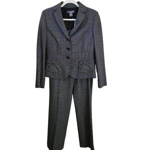 Ann Taylor Designer Men's Suiting Plaid Wool Blend Pant Suit Bow Pocket Size 6/8